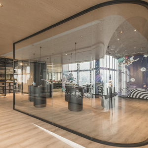 Curved Glass Partition