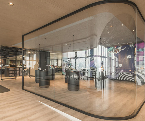 Curved Glass Partition